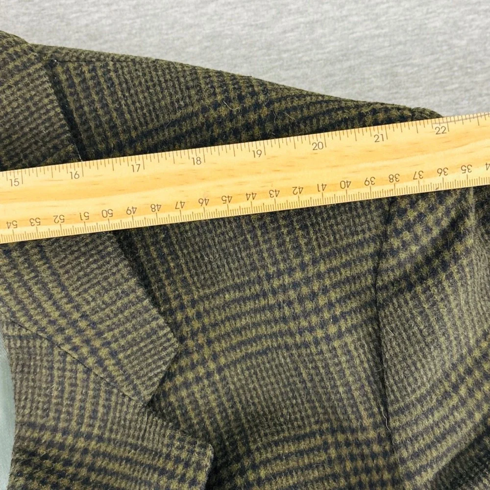 Gianfranco Ruffini Italy Plaid Tweed Cashmere Blend Blazer Olive Green Plaid 48